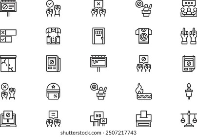Protest icons collection is a vector illustration with editable stroke.