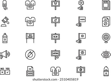 Protest Icons Collection ist eine Vektorgrafik mit bearbeitbarem Strich.