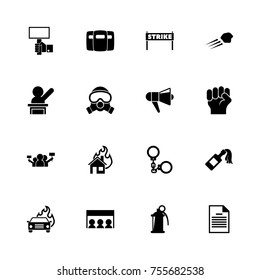 Protest icons - Expand to any size - Change to any colour. Flat Vector Icons - Black Illustration on White Background.