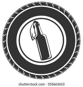 protest image with tire and molotov cocktail. vector illustration
