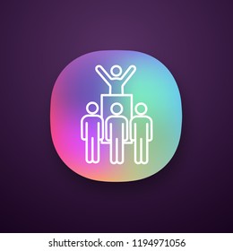 Protest leader app icon. Revolution. Protest collective actions. Political behaviour. Political speech. Social movement. Protesters. UI/UX interface. Mobile application. Vector isolated illustration