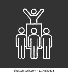 Protest leader chalk icon. Revolution. Protest collective actions. Political behaviour. Political speech. Social movement. Protesters. Isolated vector chalkboard illustration