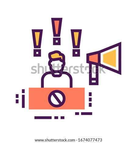 Protest leader color icon. Speaker promotes social protest. Public speaking. Manifestations of civil unrest. Pictogram for web page, mobile app, promo. Editable stroke.