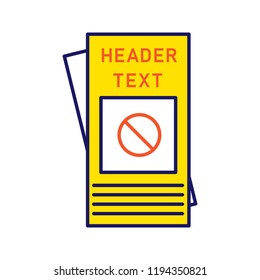Protest leaflet color icon. Protest event announcement. Social movement and propaganda brochure. Human rights protection booklet. Isolated vector illustration