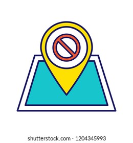 Protest location color icon. Demonstration beginning place. Political or social movement planning. Protesters gathering point. Isolated vector illustration