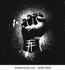Protest logo. Black style. Hand popular protest.