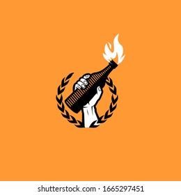 protest logo molotov riot movement design
