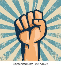 Protest logo. Retro style. Hand popular protest.