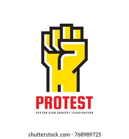 Protest - logo template vector illustration. Abstract human hand creative sign. Revolution concept symbol. Against line icon. Graphic design element. 