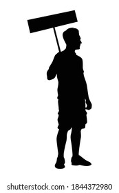 Protest man silhouette vector on white