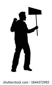 Protest man silhouette vector on white