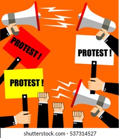 protest, Megaphone and stop sign, protest concept