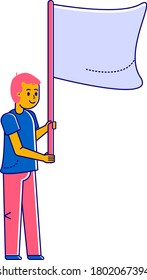 Protest people against discrimination. All Lives Meter cartoon character isolated on white, vector illustration. Male activist protesting with sign, anti racism discrimination