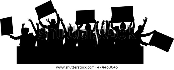 Protest People Crowd Silhouette Stock Vector (Royalty Free) 474463045 ...