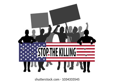 Protest people crowd. Stop the killing