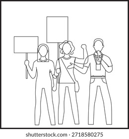 Protesta de personas con carteles Ilustración vectorial plana	