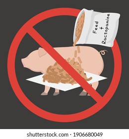 Protest the pork has took medicine. Vector diagram.