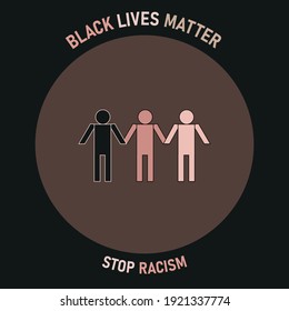 Protest poster about racism for human rights with people and black background.Vector EPS 10 illustration