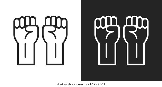 Ícone De Energia De Protesto Em Estilo De Linha Preto-E-Branco