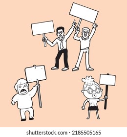 Juego de afiches de propaganda de protesta, propaganda de protesta de caricaturas