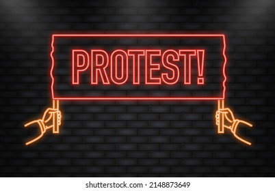 Protest realistic red table on blue background. Vector illustration.