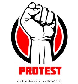 Protest, rebel vector revolution art poster background. Symbol fist for revolution and strike illustration