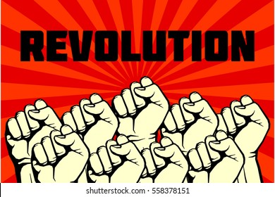 Protest, rebel vector revolution art poster. Banner revolution freedom illustration.