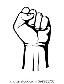 Protest, rebel vector revolution poster. Human clenched fist illustration