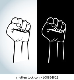 Protest, rebel vector revolution poster. Human clenched fist illustration.