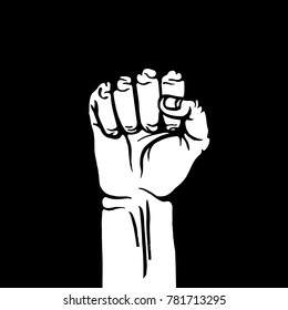Protest, rebel vector revolution poster. Human clenched fist illustration