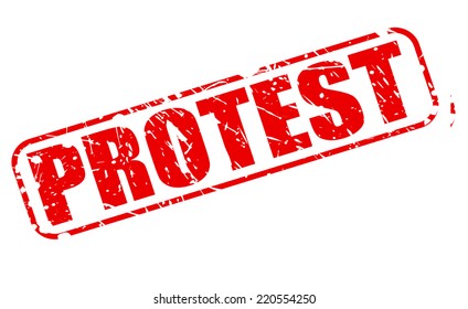 Protest red stamp text on white