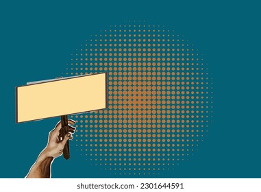 
Protest retro pop art style.
hand holding a sign in pop art style