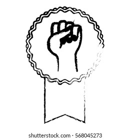 protest ribbon badge icon image sketch line vector illustration design 