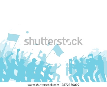Protest and Riot Silhouette Vector Illustration