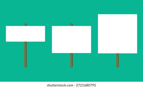 Tablero en blanco de la muestra de la protesta. concepto de la protesta. Anuncio publicitario en blanco, mensajes, anuncios. espacio vacío para el texto. Ilustración vectorial
