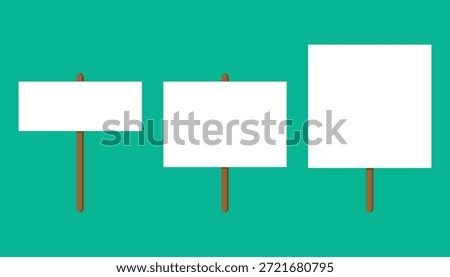 Protest sign blank board. protest concept. blank advertising banner, messages, ads. empty space for text. vector illustration