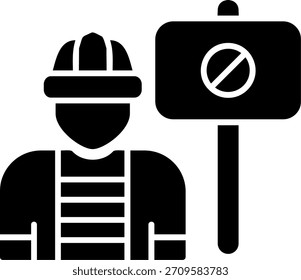 Diseño de icono de estilo de glifo de signo de protesta
