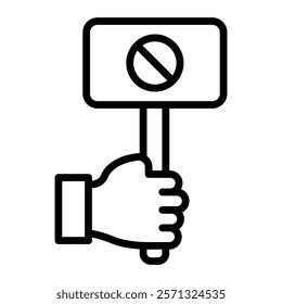 Protest Sign Vector Line Icon Design