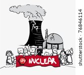 Protest stop atomic against nuclear power - vector comic cartoon