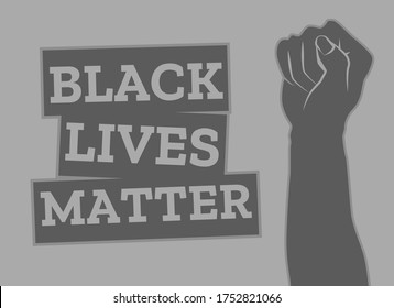 Protest to stop racism and racialized violence. Fist hand symbol illustration. Human strength. Black lives matter. Fight for human rights. Vector line design