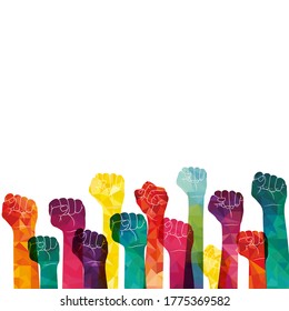 Protest, strength, freedom, revolution, rebel, revolt concept design. Fist vector illustration