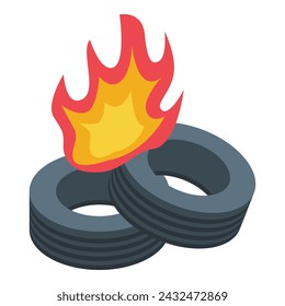 Protesta contra el fuego de neumáticos icono vector isométrico. Apoyo al conflicto. Persona religiosa