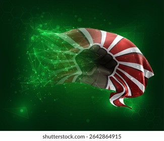 Protest, vector 3d flag on green background and numbers