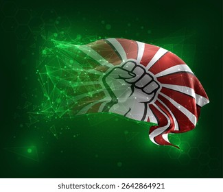 Protest, vector 3d flag on green background and numbers