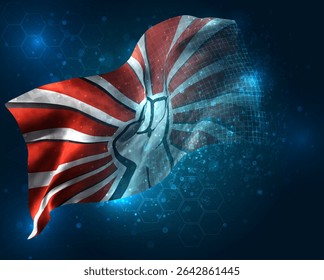 Protest, vector 3d flag virtual triangular polygons on a blue background