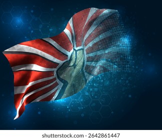 Protest, vector 3d flag virtual triangular polygons on a blue background