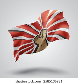 Protest, vector 3d flag with waves on a white background