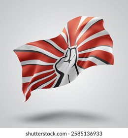Protest, vector 3d flag with waves on a white background