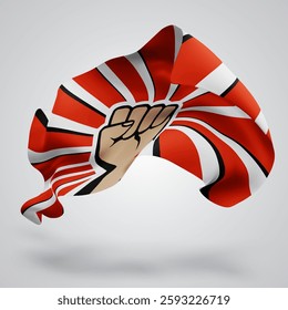 Protest, vector 3d flag with waves on a white background