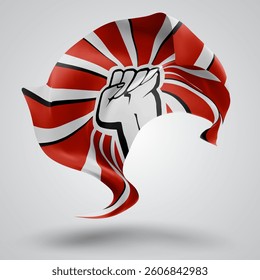 Protest, vector 3d flag with waves on a white background